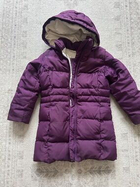 Lands End Girls' Hooded Puffer Coat - Purple